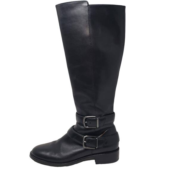 Via Spiga Leather Phillipa Zip Side Calf Boots Knee High Black - 8.5 - Picture 1 of 12